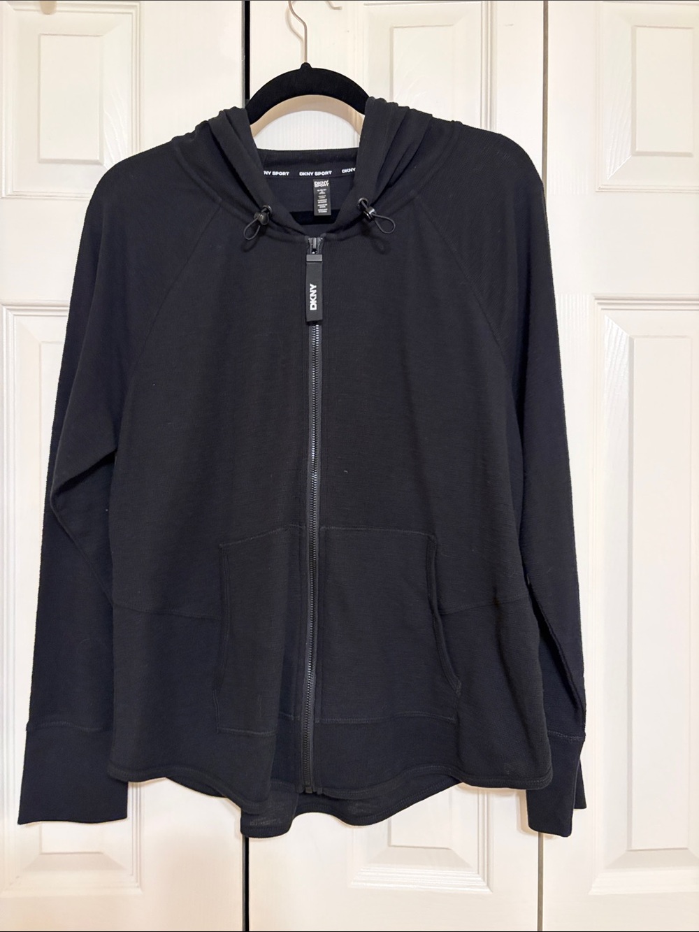 DKNY Sport Black Lightweight Zip Hoodie with Front Pockets - Size XL